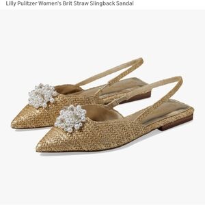 Lilly Pulitzer Gold Straw Slingback Sandals